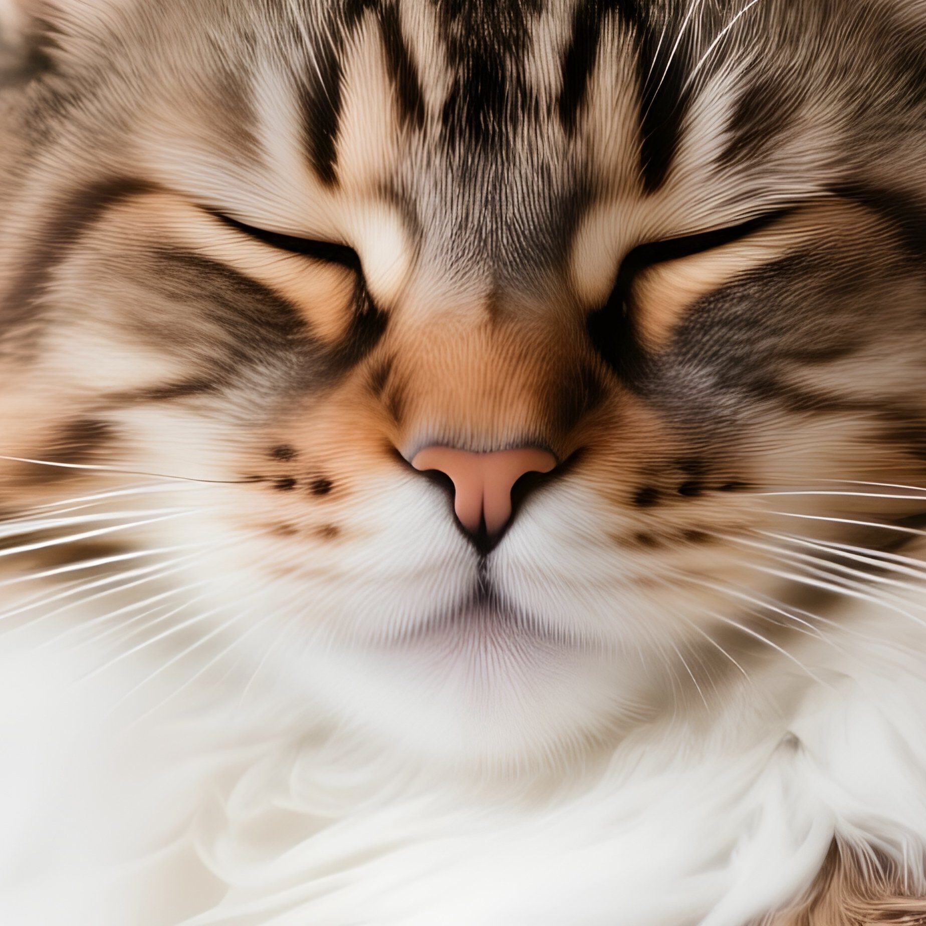 Still Life Cat Maine Coon Purring With Eyes Half Closed - Full Resolution Quality Preview