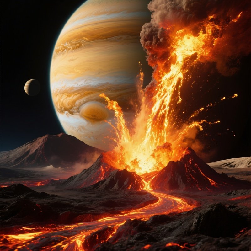 Still Life Of Io Volcanic Eruptions Glowing Lava