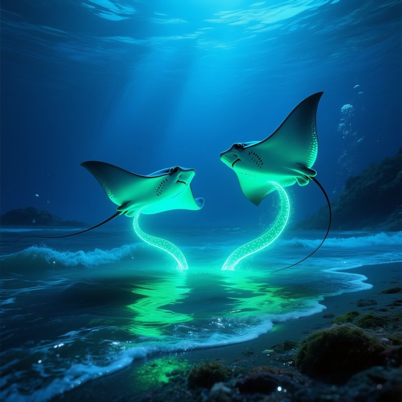 Stingrays Dancing Shallow Water Science Fiction