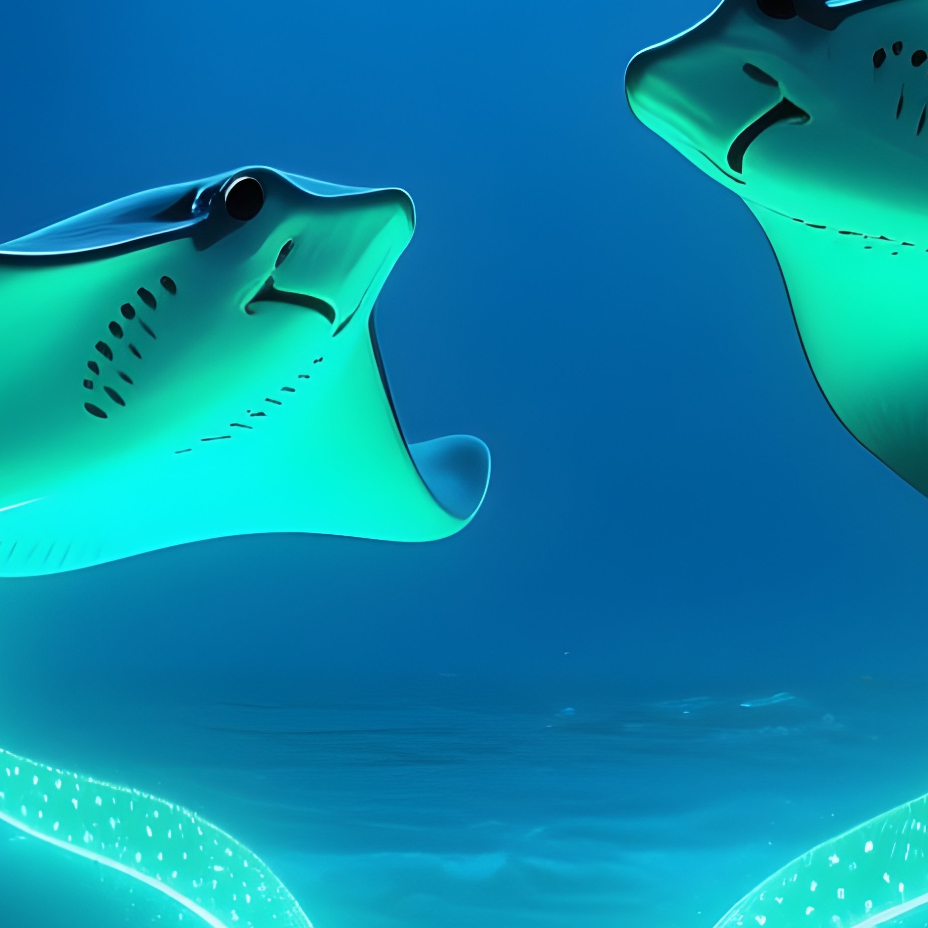 Stingrays Dancing Shallow Water Science Fiction - Full Resolution Quality Preview