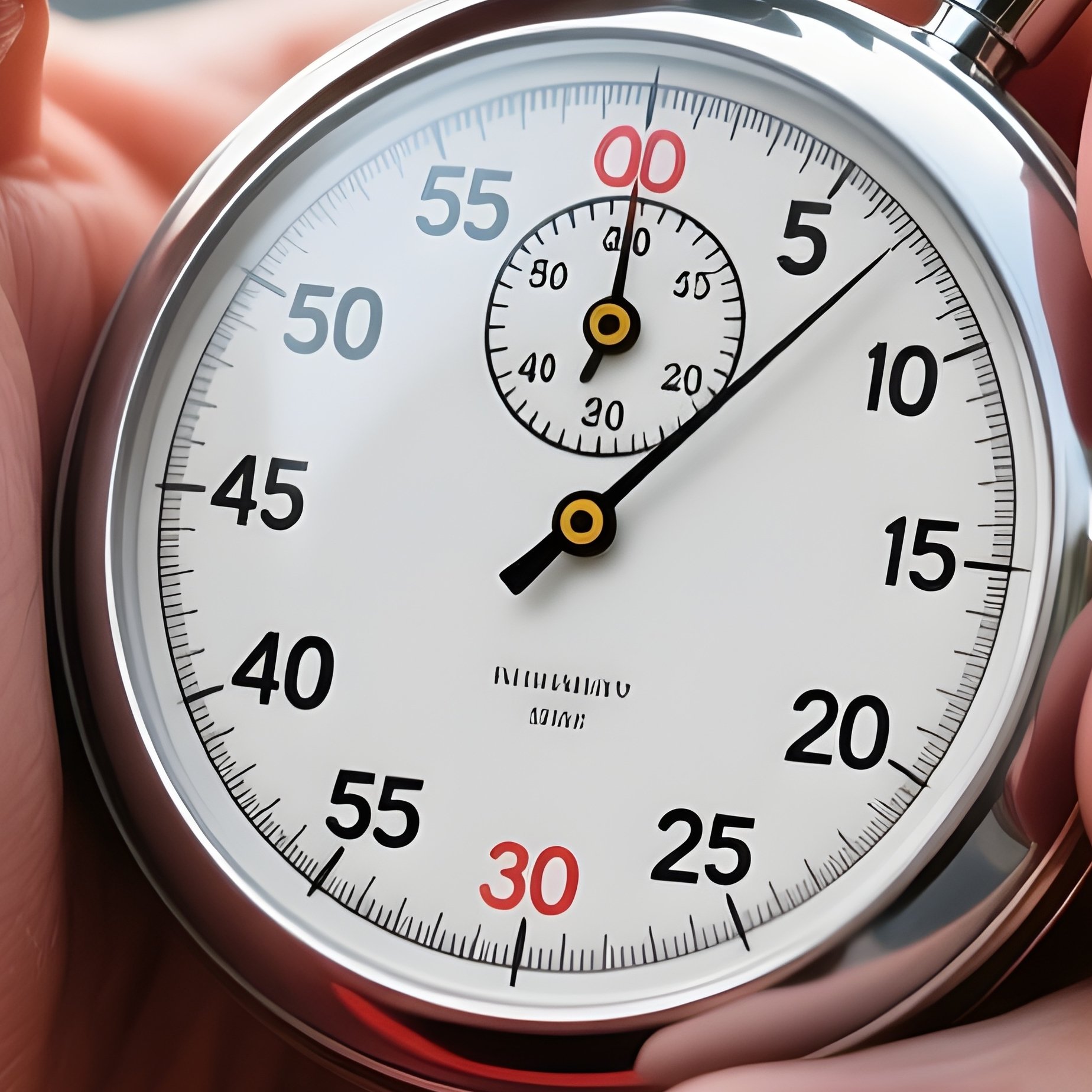 Stopwatch: A Silver Stopwatch In A Runner'S Hand, Thumb Pressing The Button, Capturing The Precise Moment Of Finishing, Symbolizing Efficiency. - Full Resolution Quality Preview
