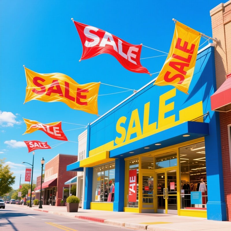 Storefront Sale Banners Waving