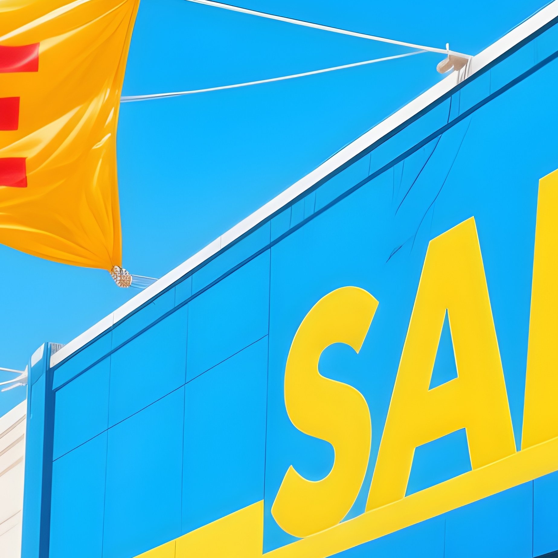 Storefront Sale Banners Waving - Full Resolution Quality Preview