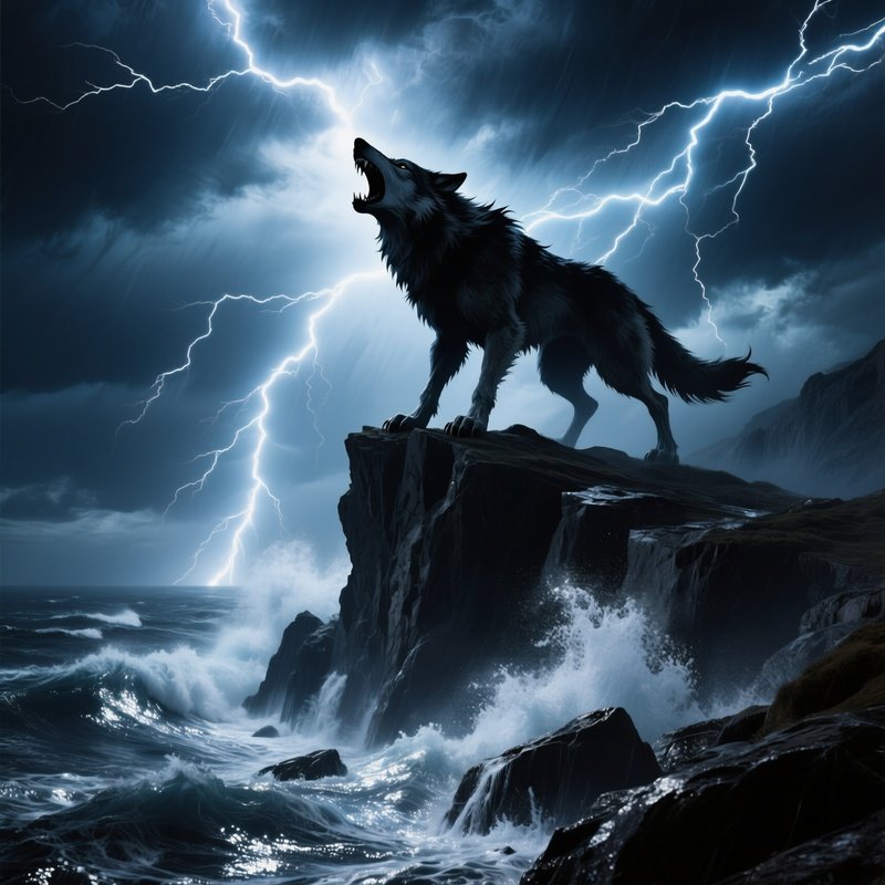 Storm Filled Sky Big Bad Wolf Howling