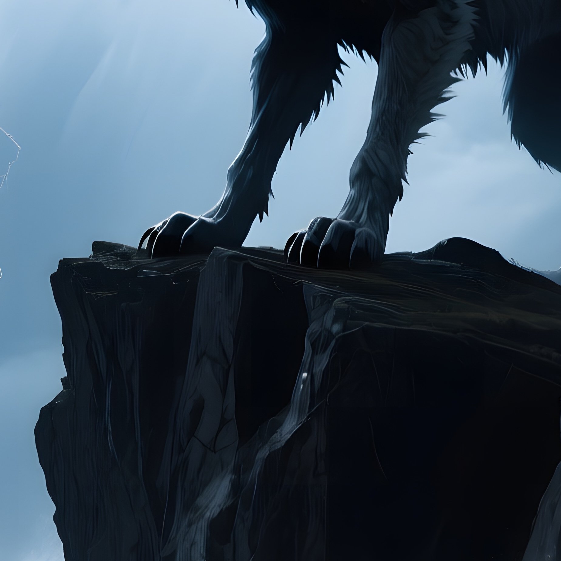 Storm Filled Sky Big Bad Wolf Howling - Full Resolution Quality Preview