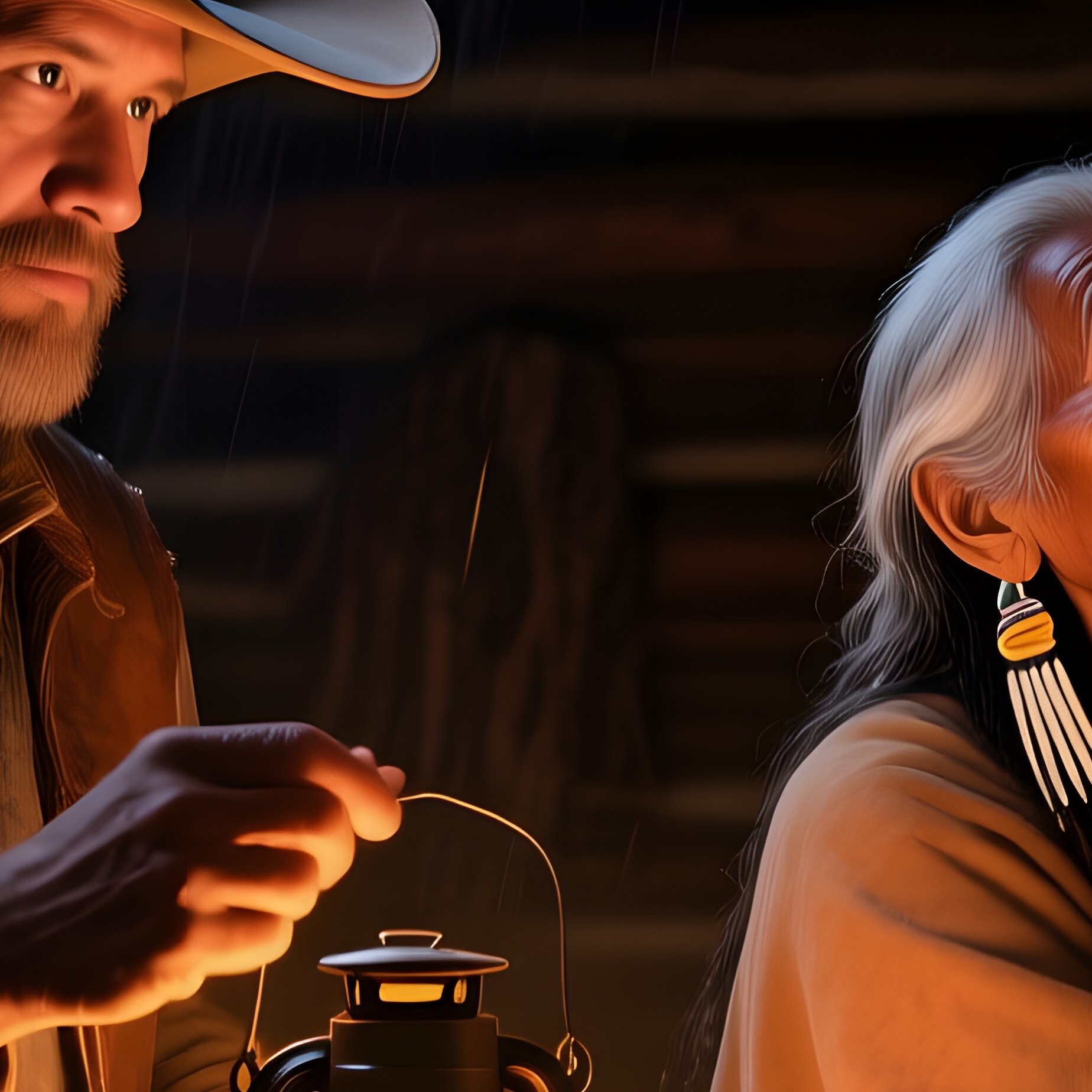 Stormy Night Inside Wooden Cabin - Full Resolution Quality Preview