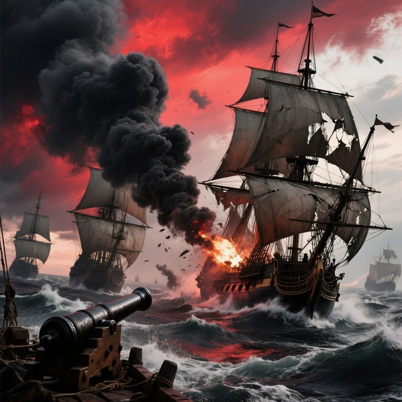 Stormy Sea Battle Tall Ships