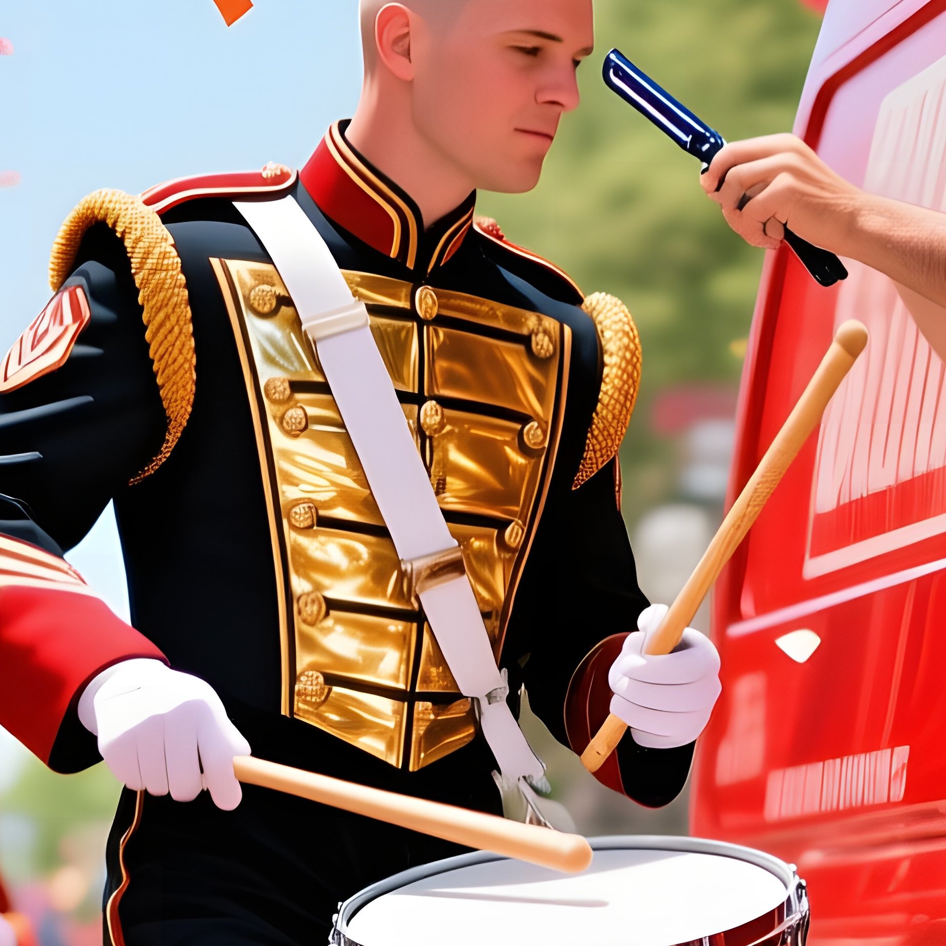 Street Festival Parade With Confetti And Mobile Barber - Full Resolution Quality Preview
