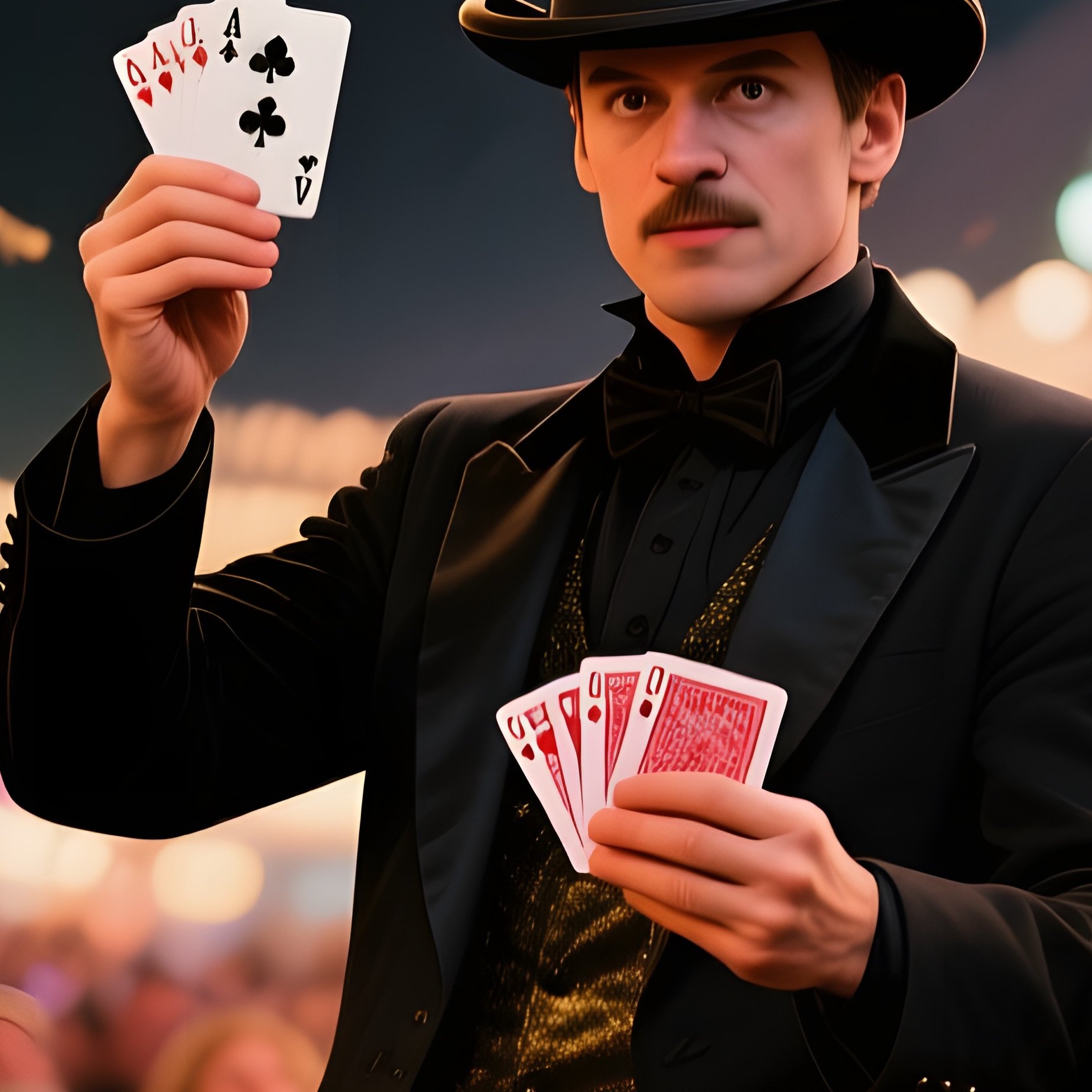 Street Magician Card Trick Carnival Lights Confetti - Full Resolution Quality Preview
