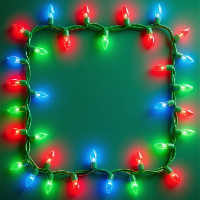String Of Colorful Christmas Lights Forming A Frame Christmas