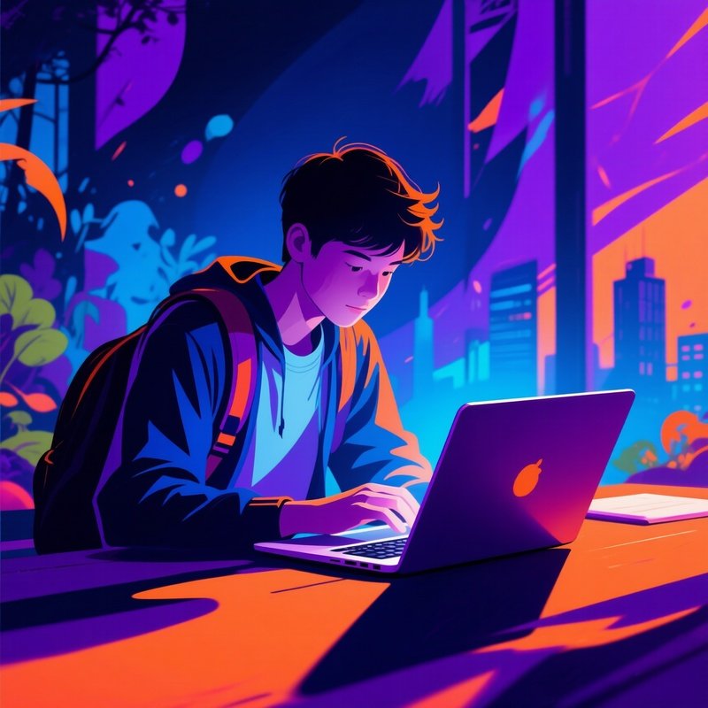 Student Outdoor Laptop Mood