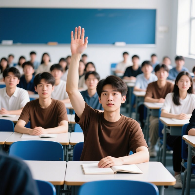 Student Raising Hand In Class