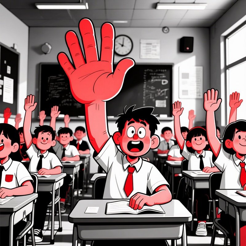 Student Raising Hand In Class Satire