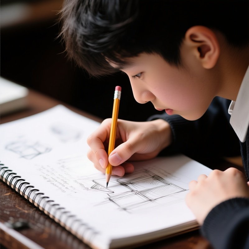 Student Sketching In Notebook