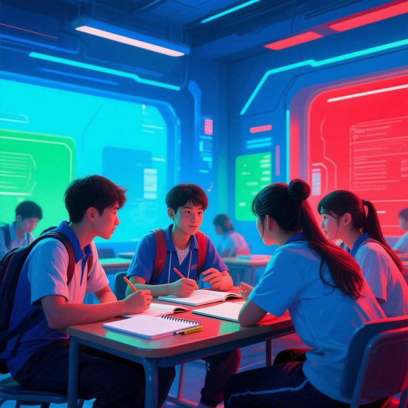 Students Discussing Homework Digital Art