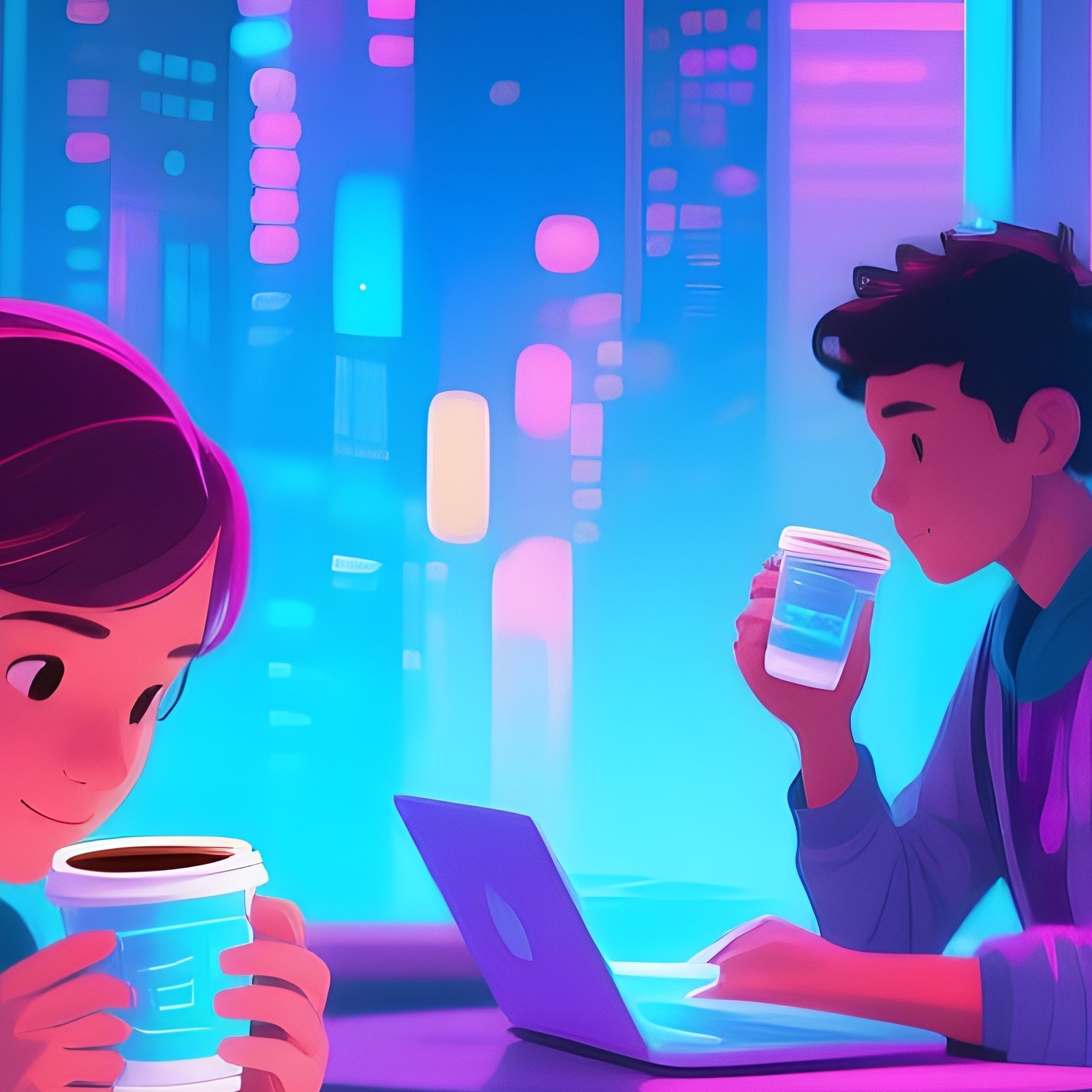 Students Drinking Coffee Studying 2 - Full Resolution Quality Preview