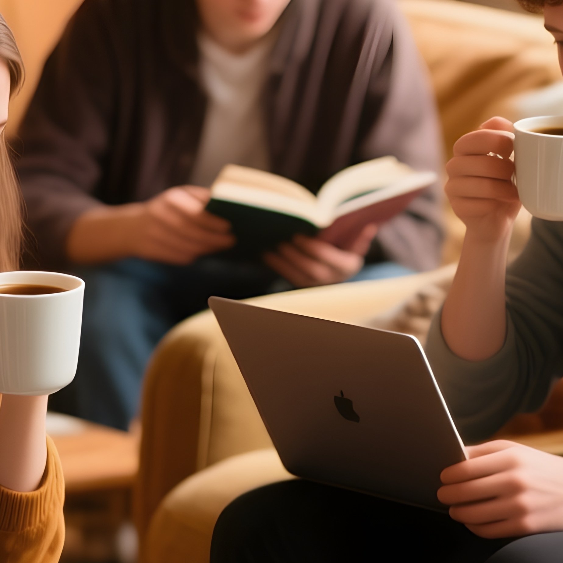 Students Drinking Coffee Studying - Full Resolution Quality Preview