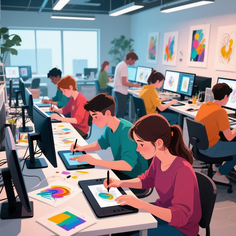 Students Painting In Studio 2