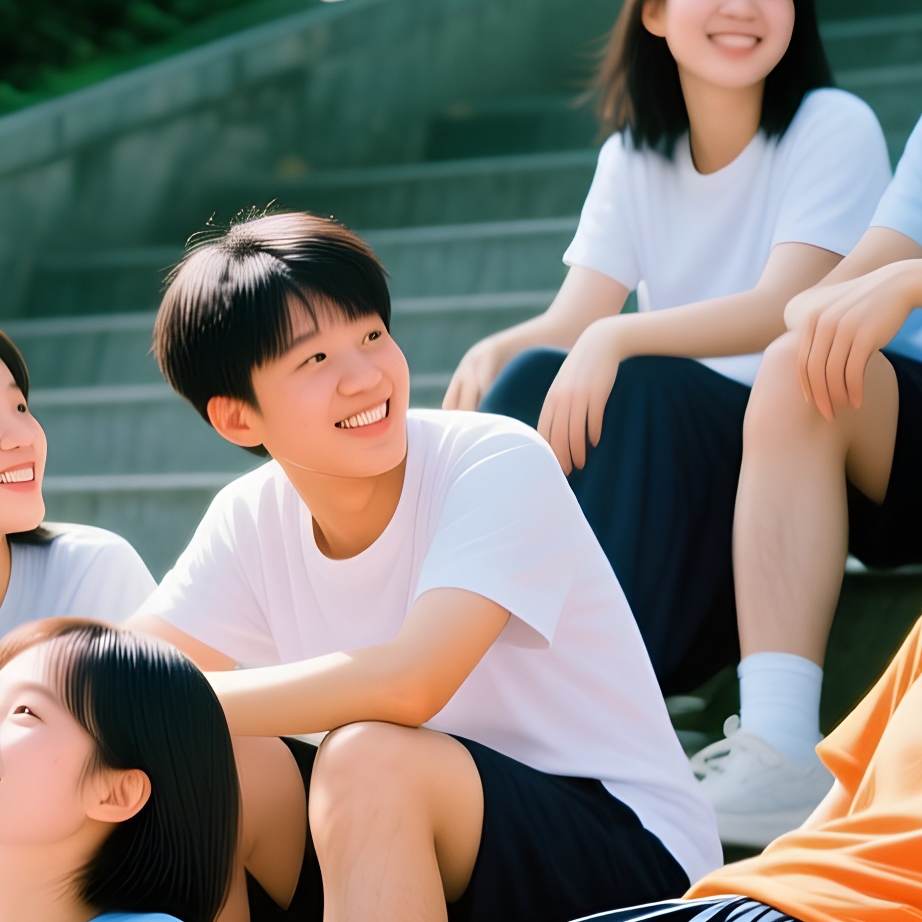 Students Relaxing On Steps - Full Resolution Quality Preview