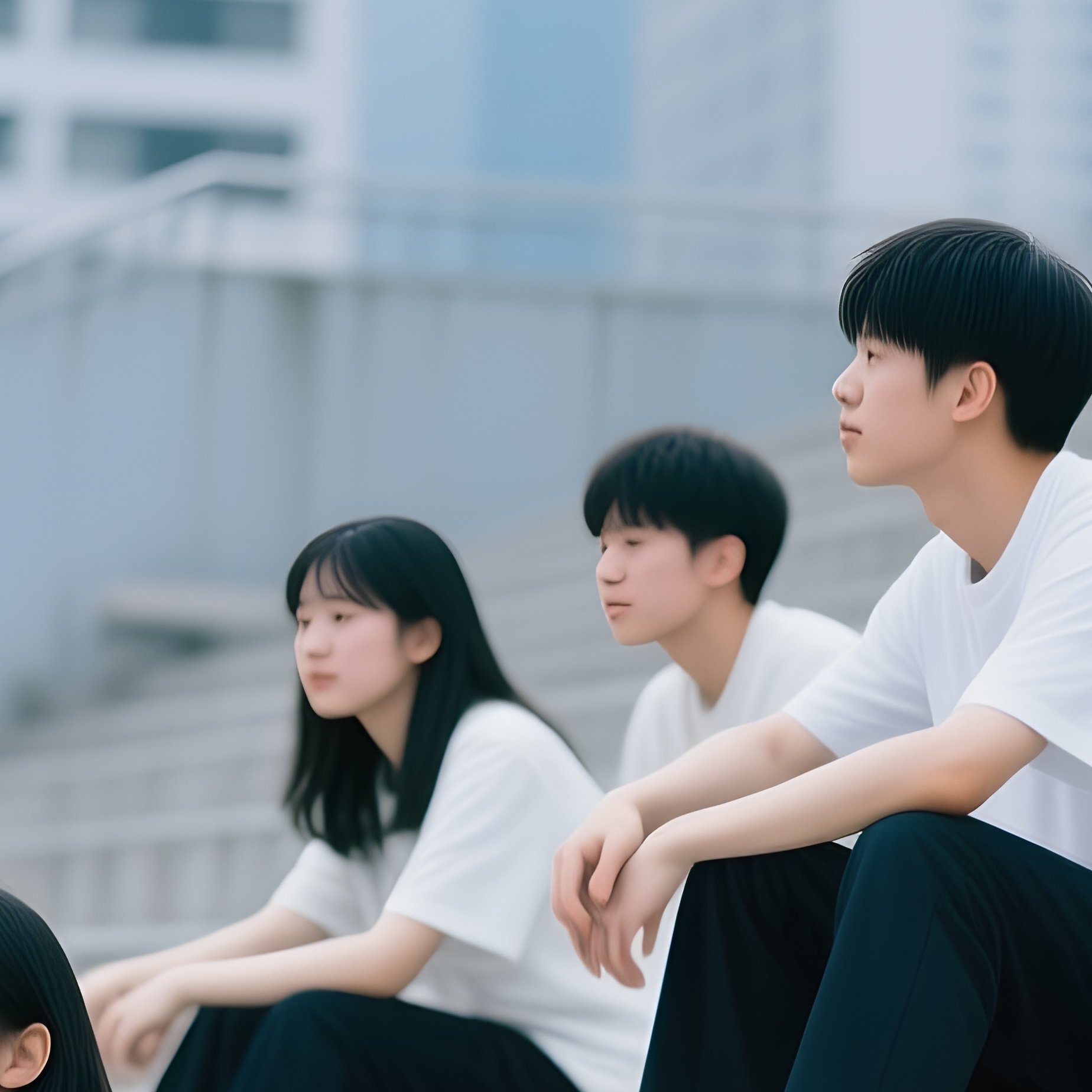 Students Relaxing On Steps Urban - Full Resolution Quality Preview