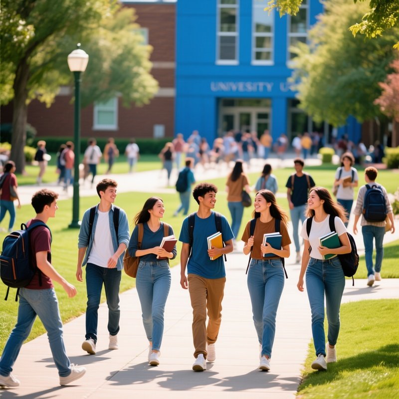 Students Walking University Campus
