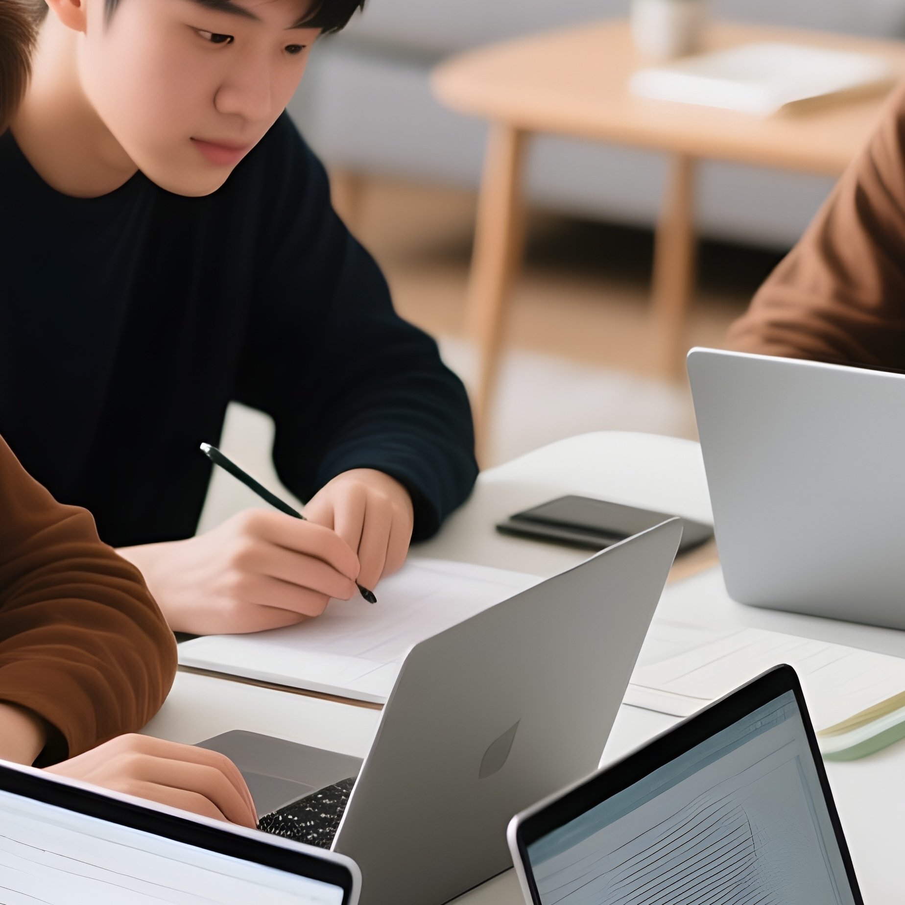 Students Working On Group Project At Home - Full Resolution Quality Preview
