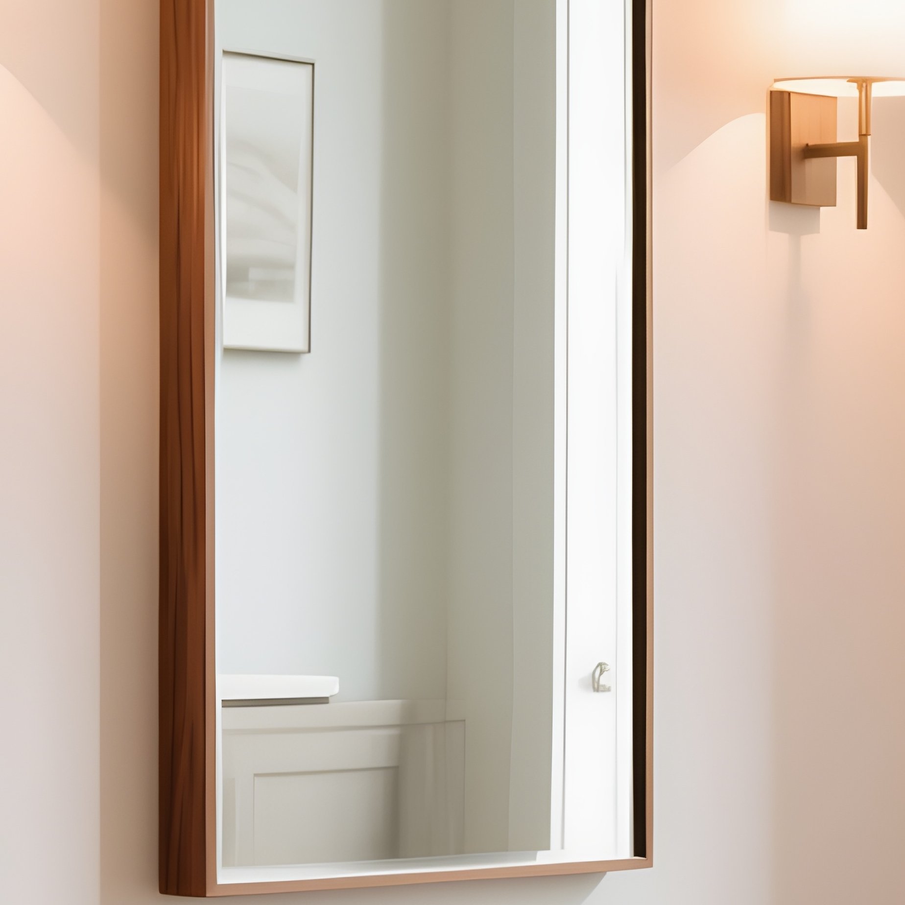 Stylish Entryway Leather Bench Mirror Lighting - Full Resolution Quality Preview