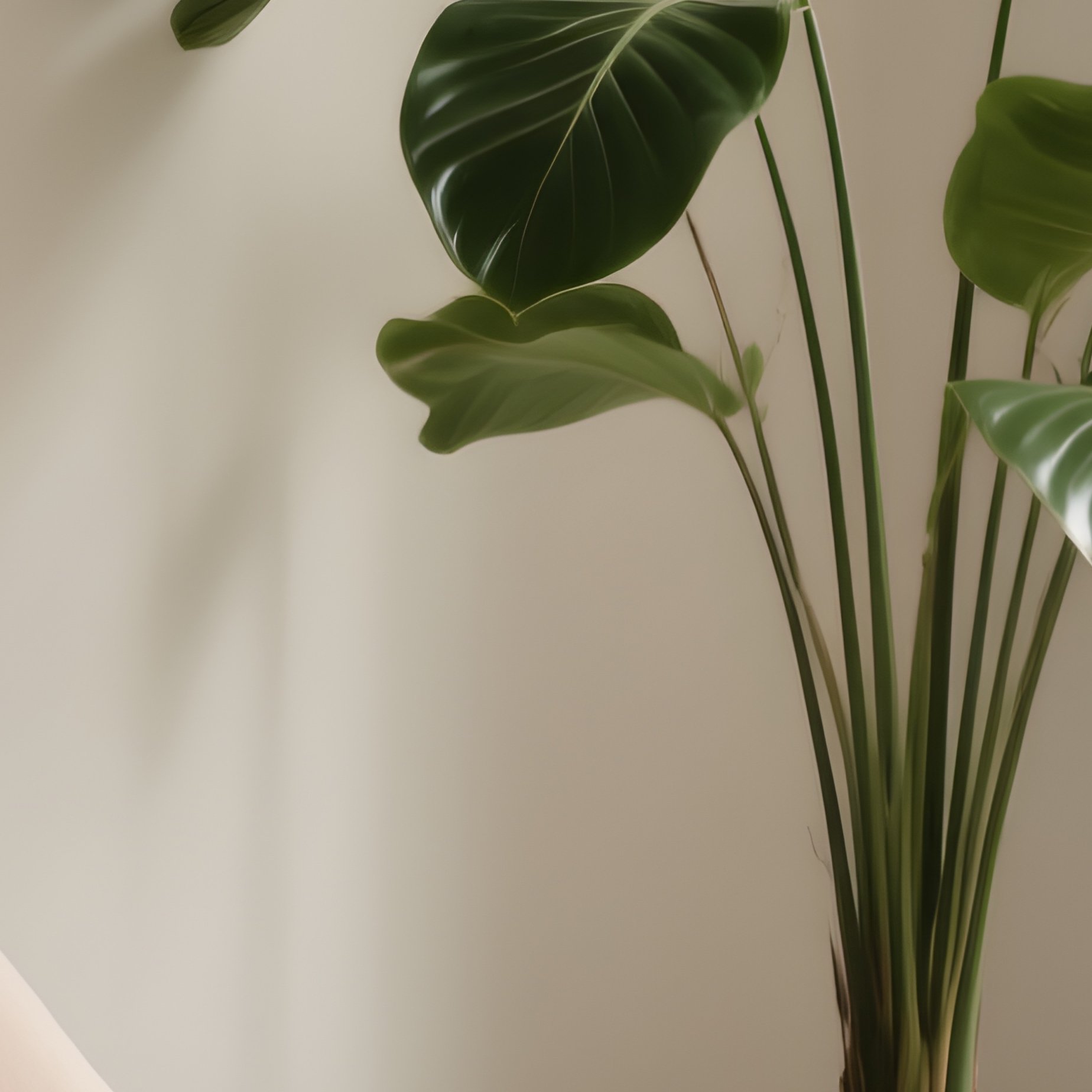 Stylish Living Room Corner Designer Armchair Ceramic Table Tall Plant - Full Resolution Quality Preview