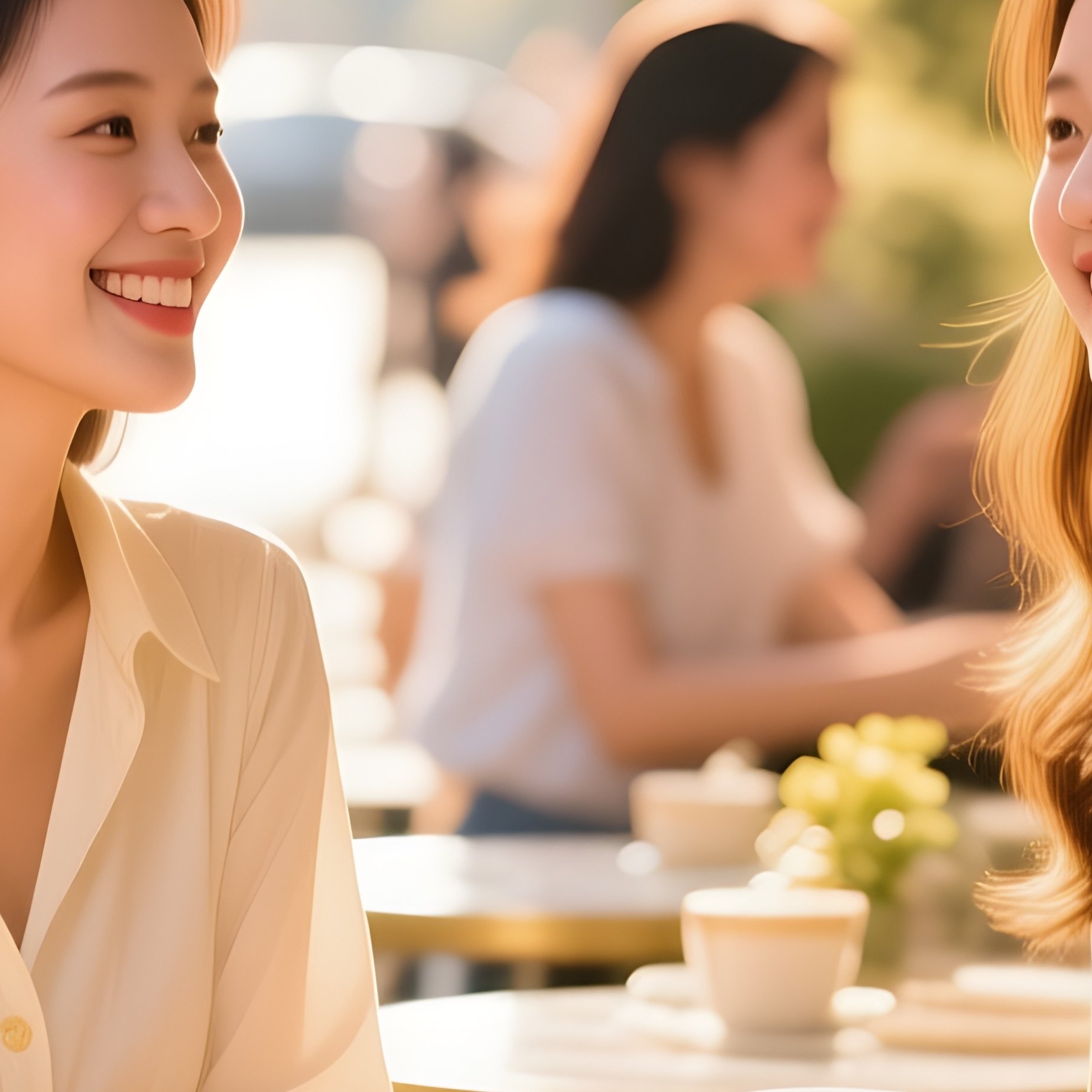 Stylized Young Women Cafe - Full Resolution Quality Preview