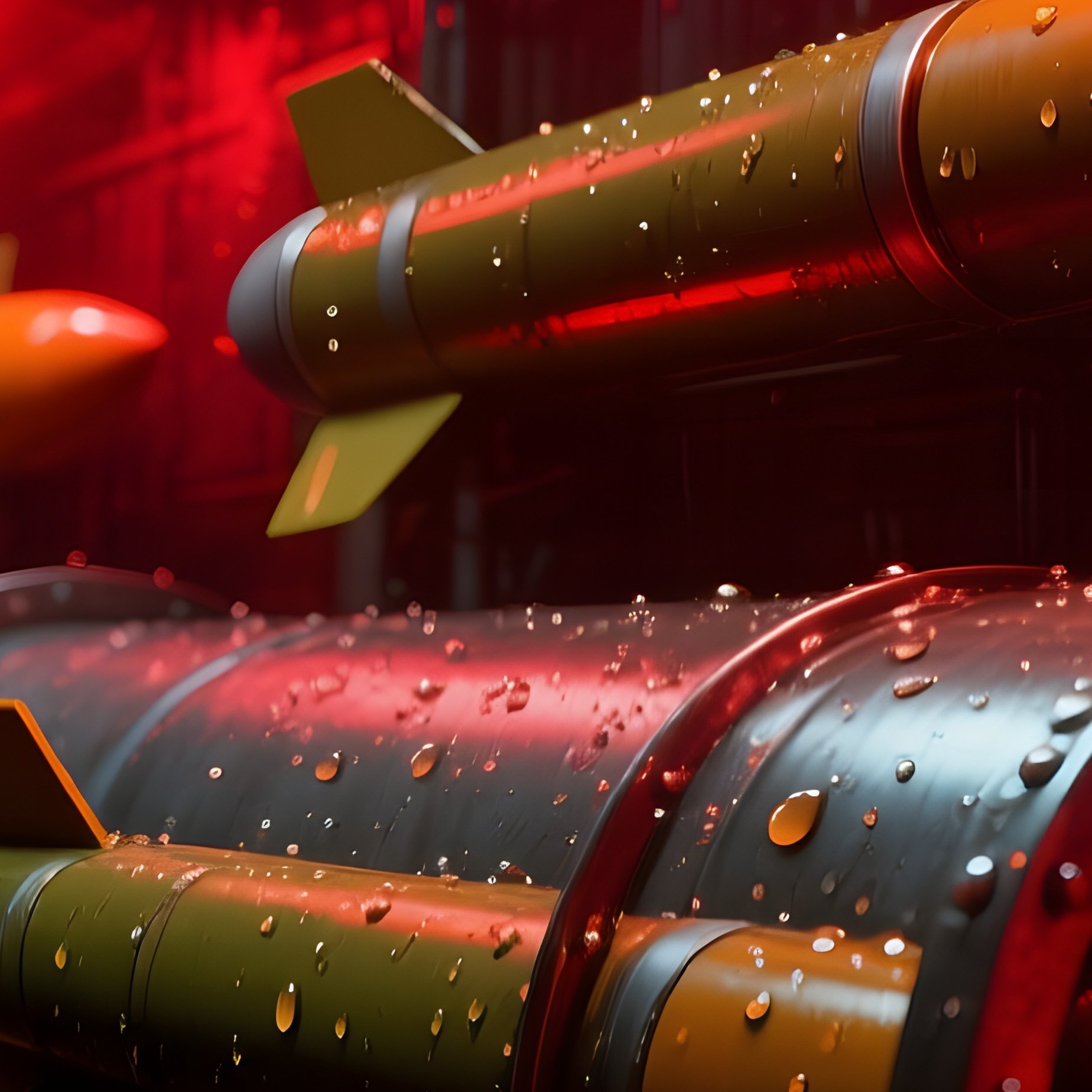 Submarine Torpedo Room Night Red Emergency Lights - Full Resolution Quality Preview