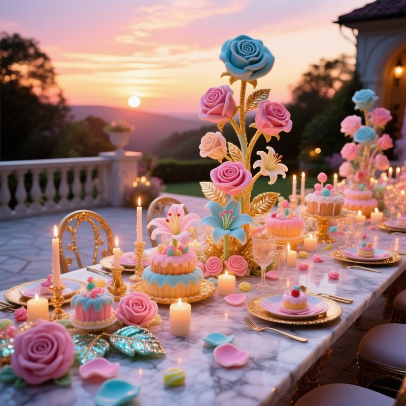 Sugar Garden Banquet Table Overhead View