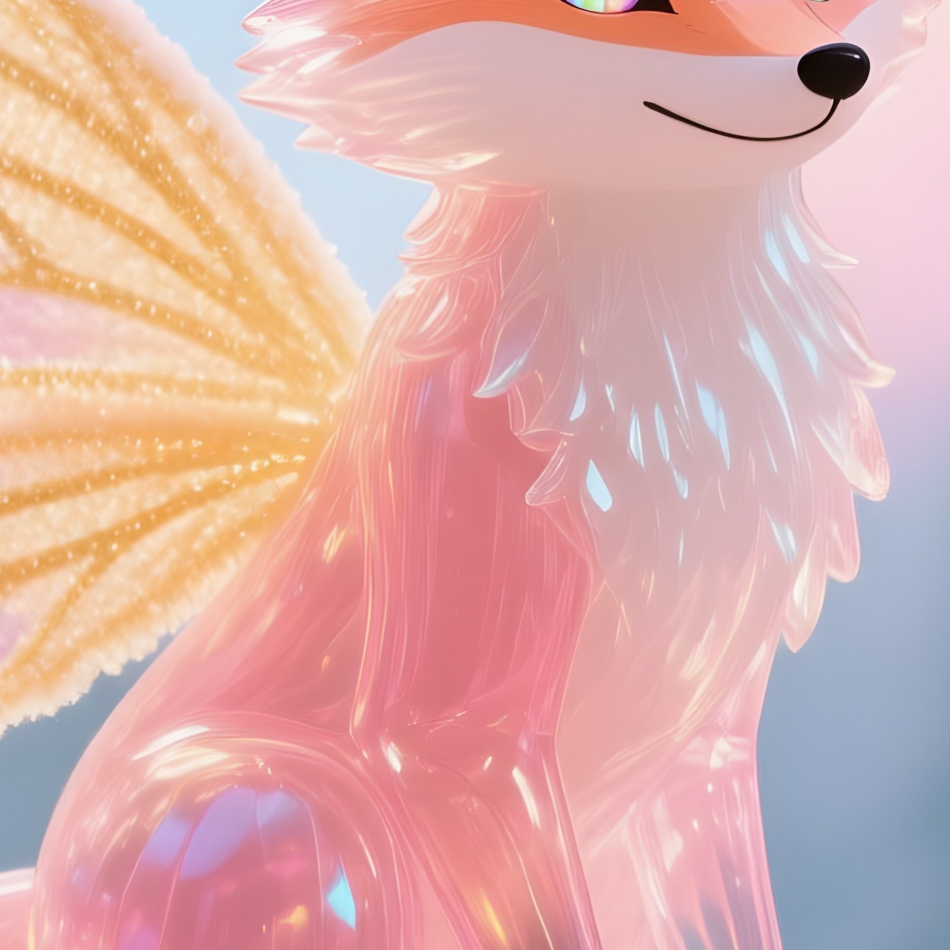 Sugar Glass Fox Fairy On Candy Branch - Full Resolution Quality Preview