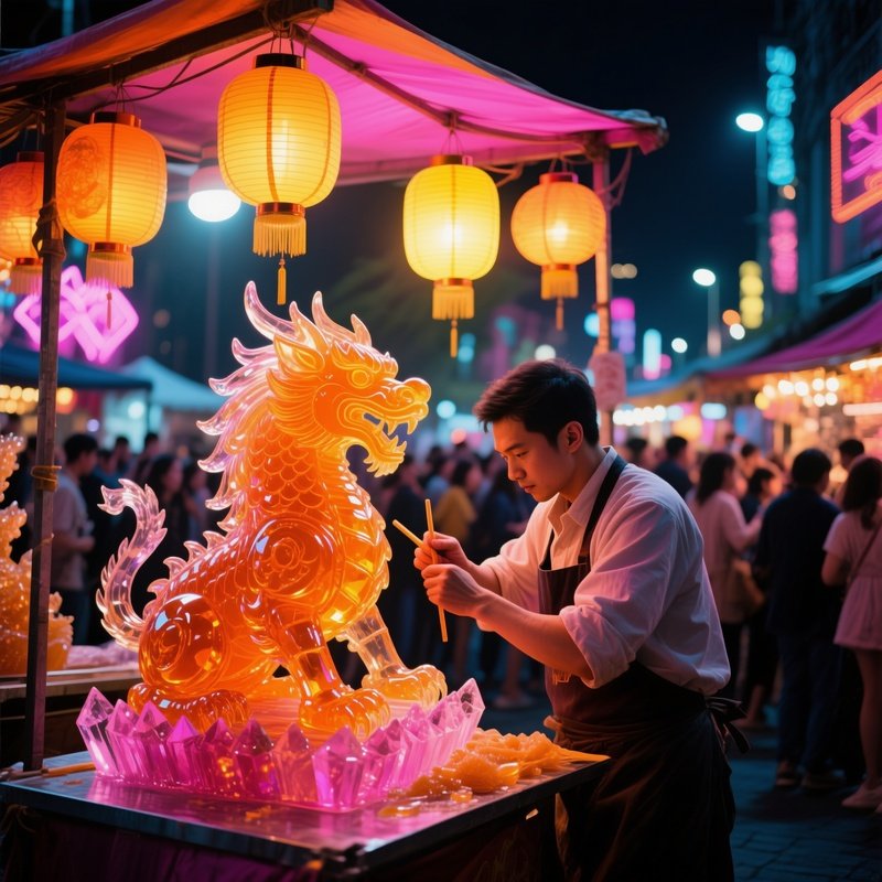 Sugar Sculpture Market Night