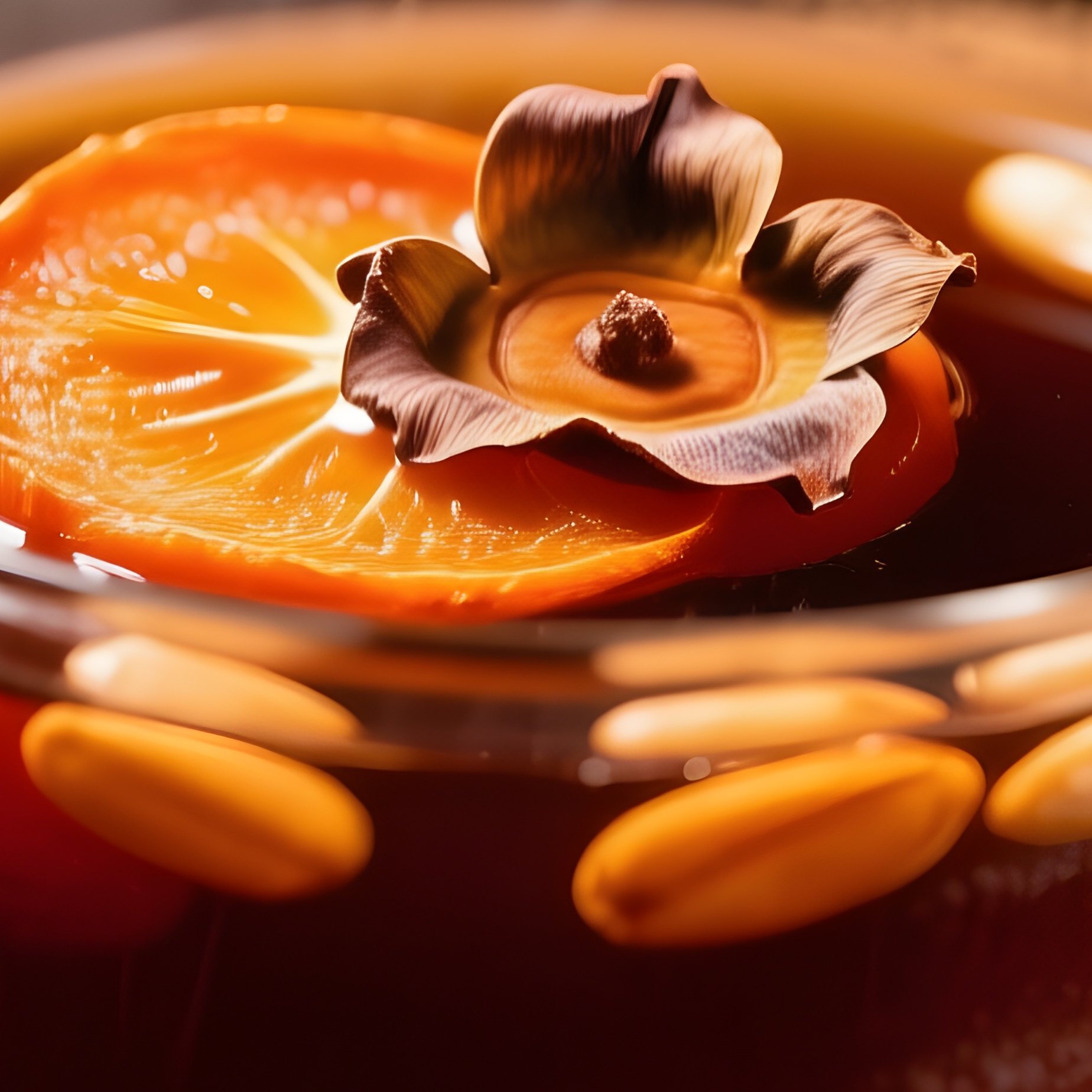 Sujeonggwa Punch With Persimmon And Pine Nuts - Full Resolution Quality Preview