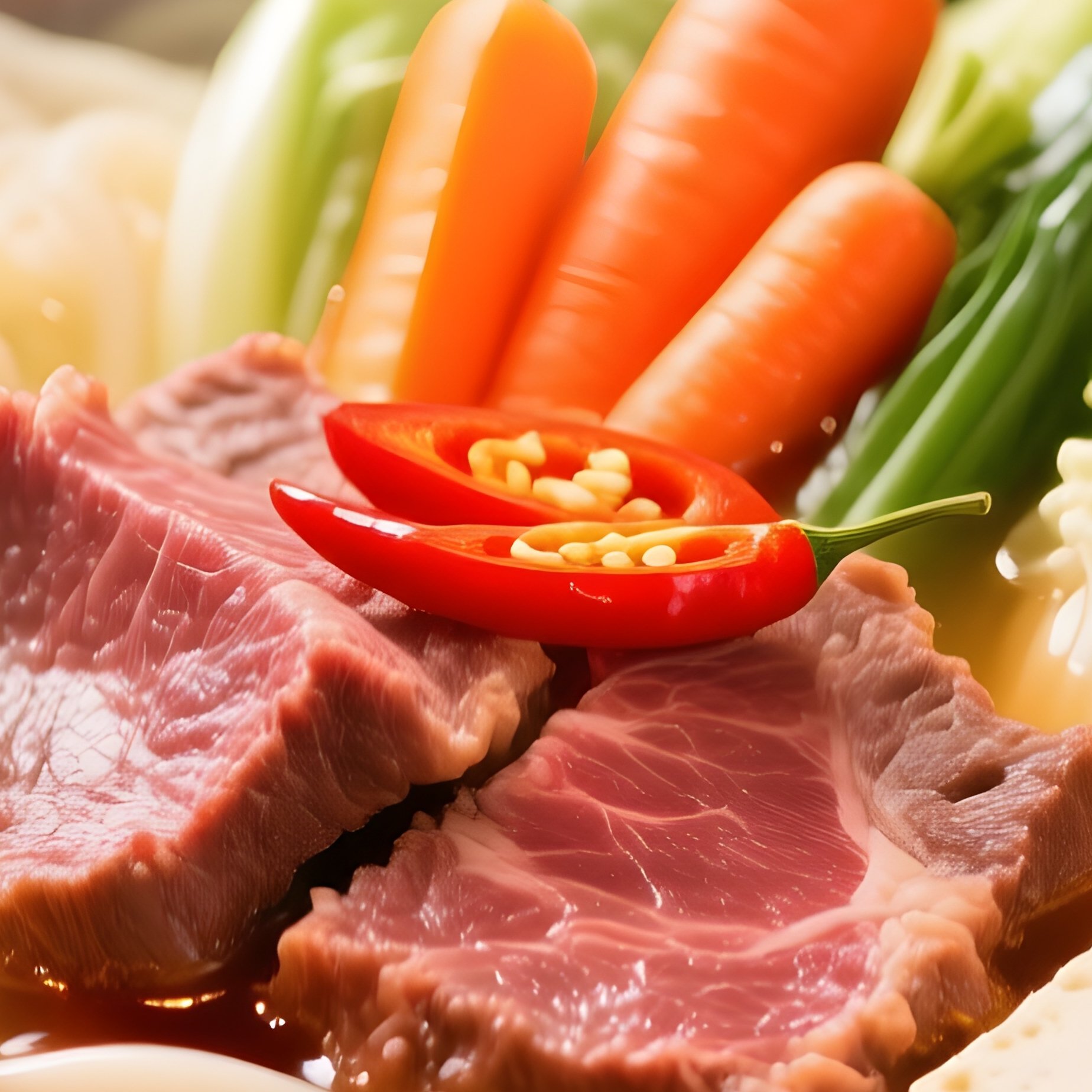 Sukiyaki Thin Beef Simmered With Vegetables Tofu Noodles In Sweet Soy Broth - Full Resolution Quality Preview