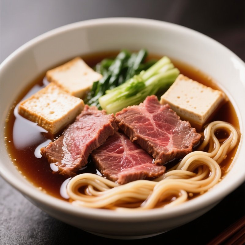 Sukiyaki Thinly Sliced Beef Simmered With Vegetables, Tofu, And Noodles In Sweet Soy Broth