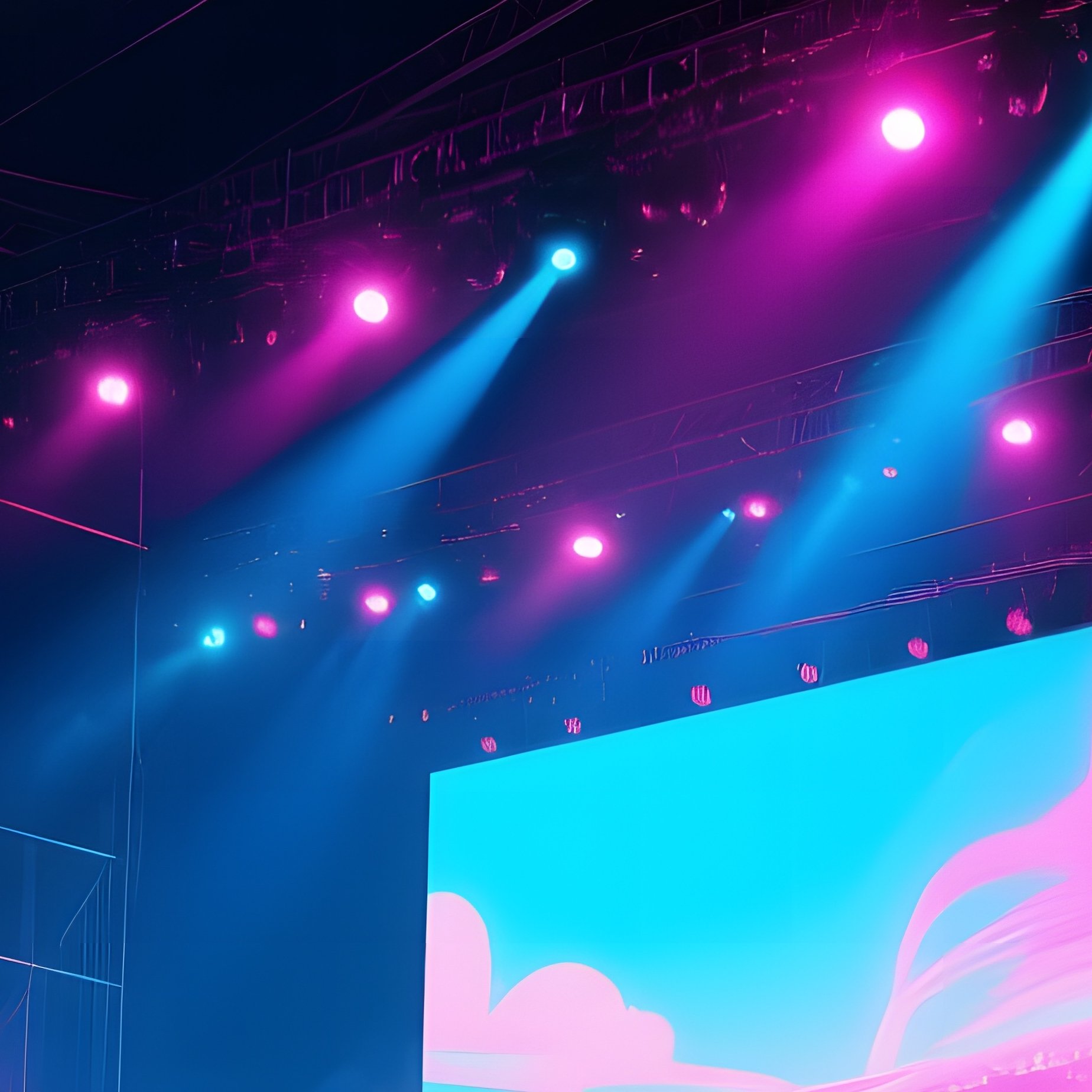 Summer Music Festival Stage With Led Glass Backdrop - Full Resolution Quality Preview