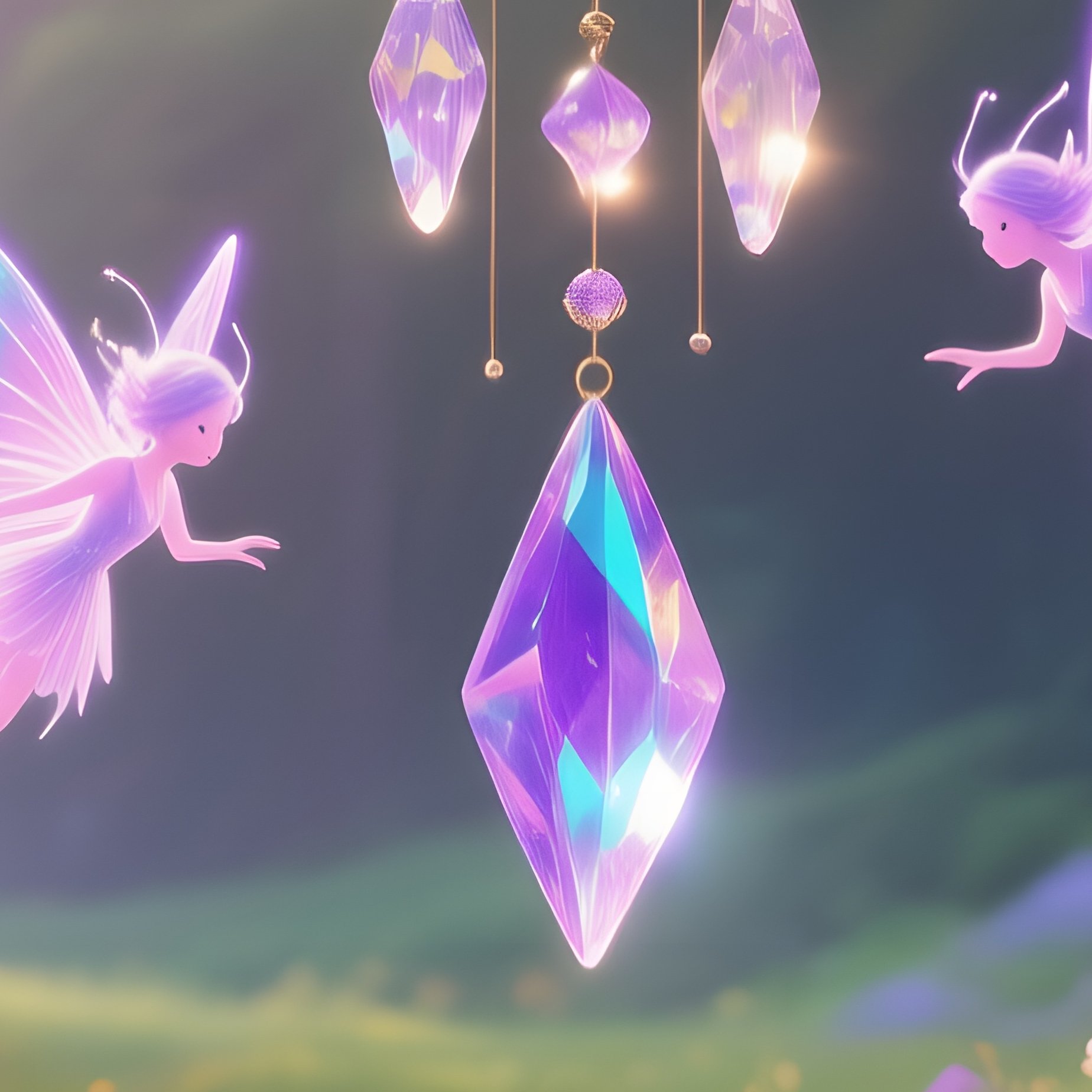 Sun Drenched Meadow Magical Forest Wildflowers Sprites Wind Chime - Full Resolution Quality Preview