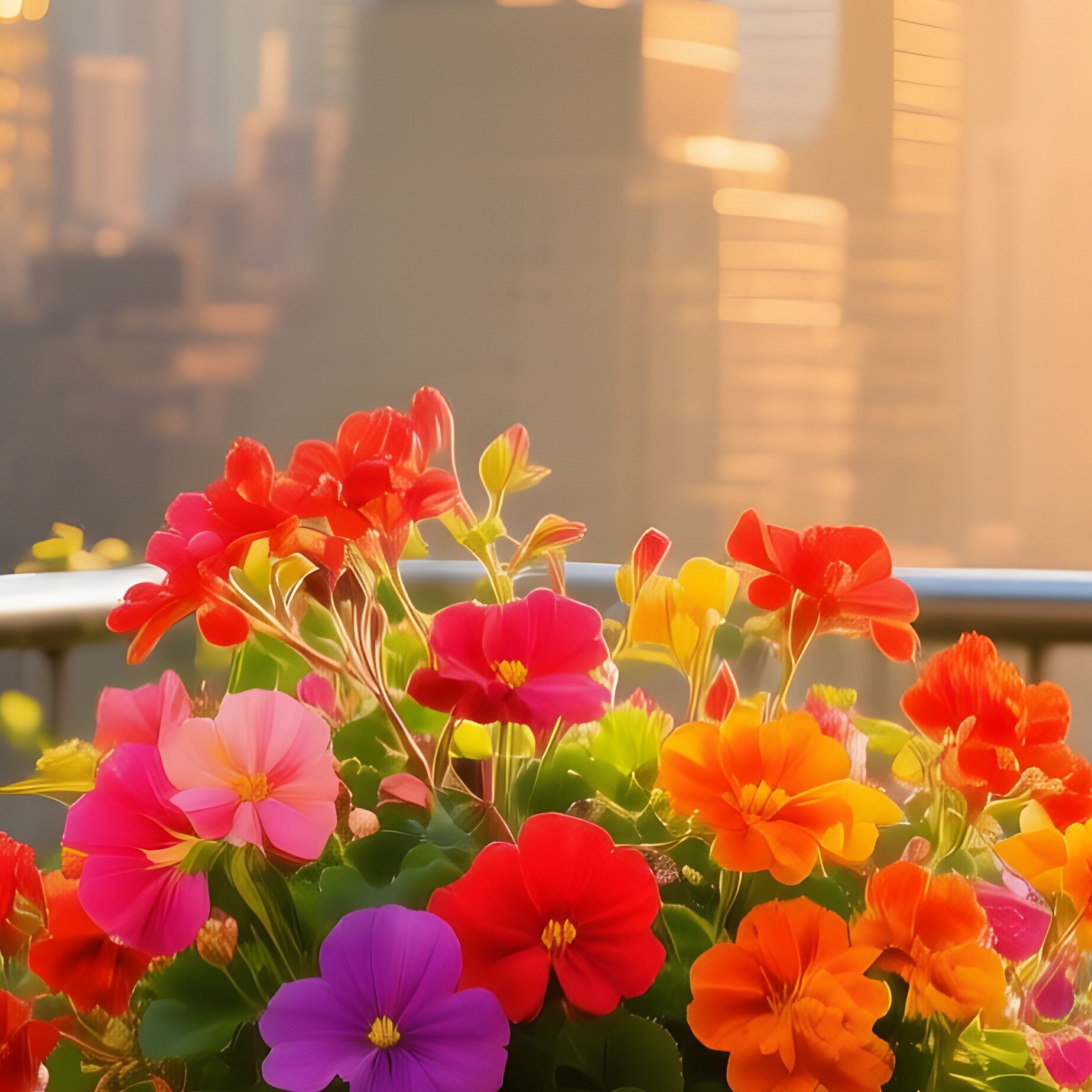 Sun Drenched Rooftop Garden In Bustling City - Full Resolution Quality Preview