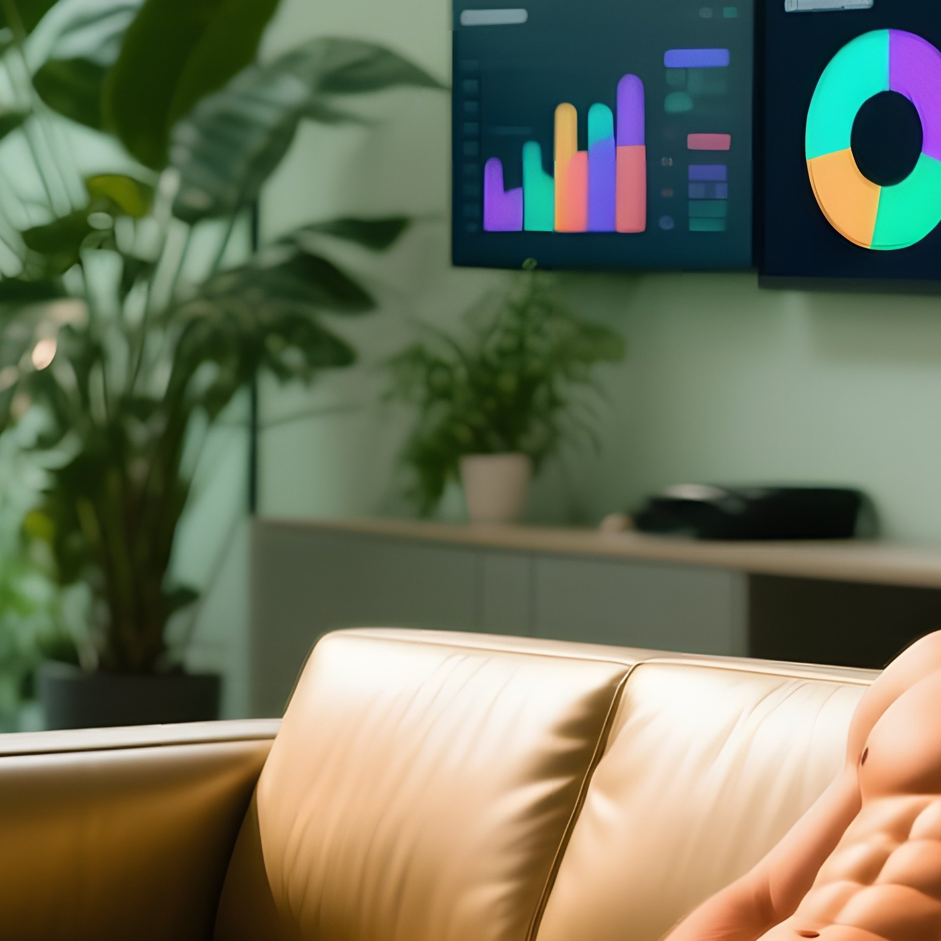 Sun Kissed Six Pack Male Lounging Modern Office - Full Resolution Quality Preview