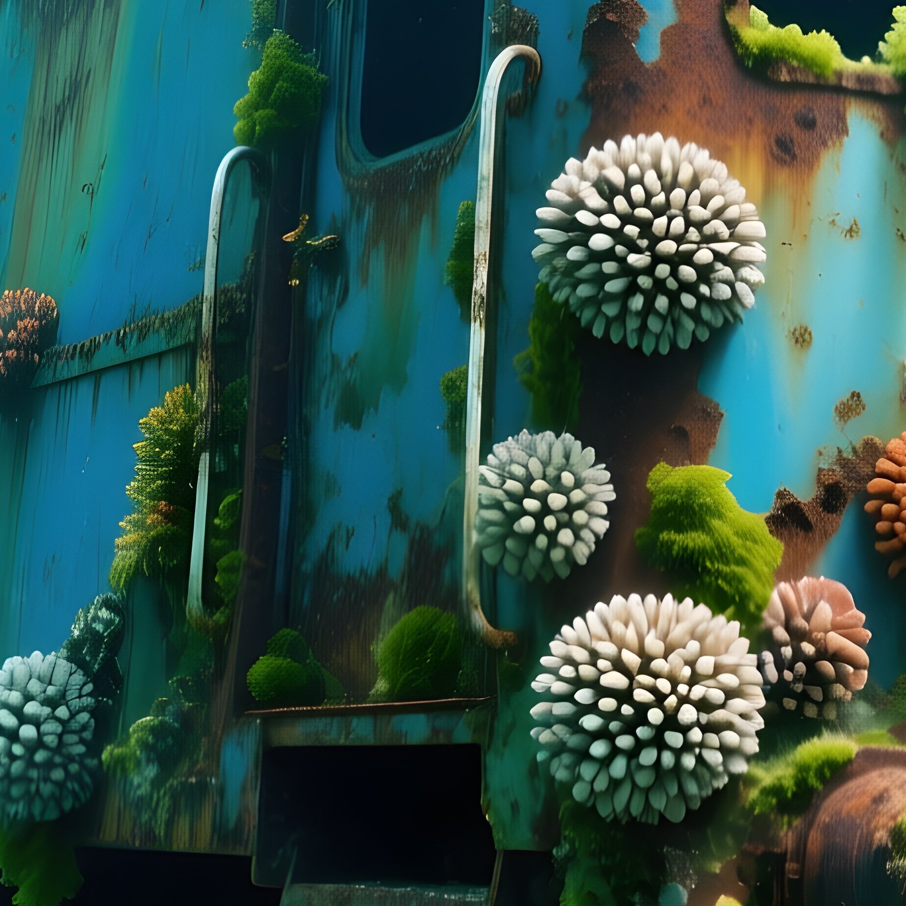 Sunken Train Artificial Reef Underwater - Full Resolution Quality Preview