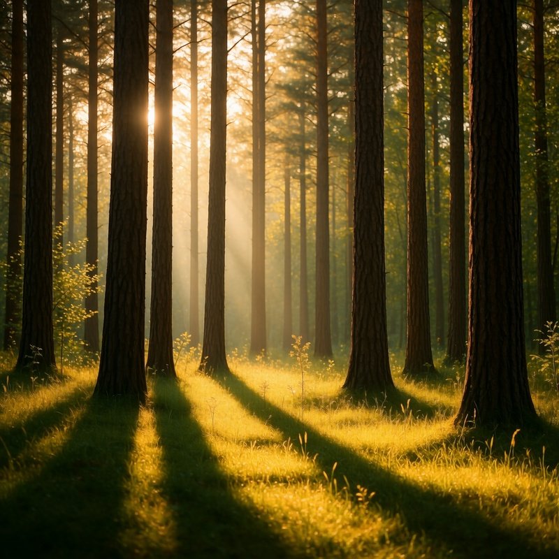 Sunlight Filtering Through A Forest Forest Sunlight