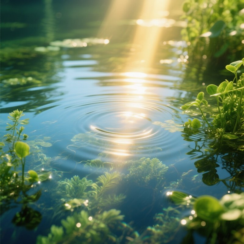 Sunlight Through Water Plants