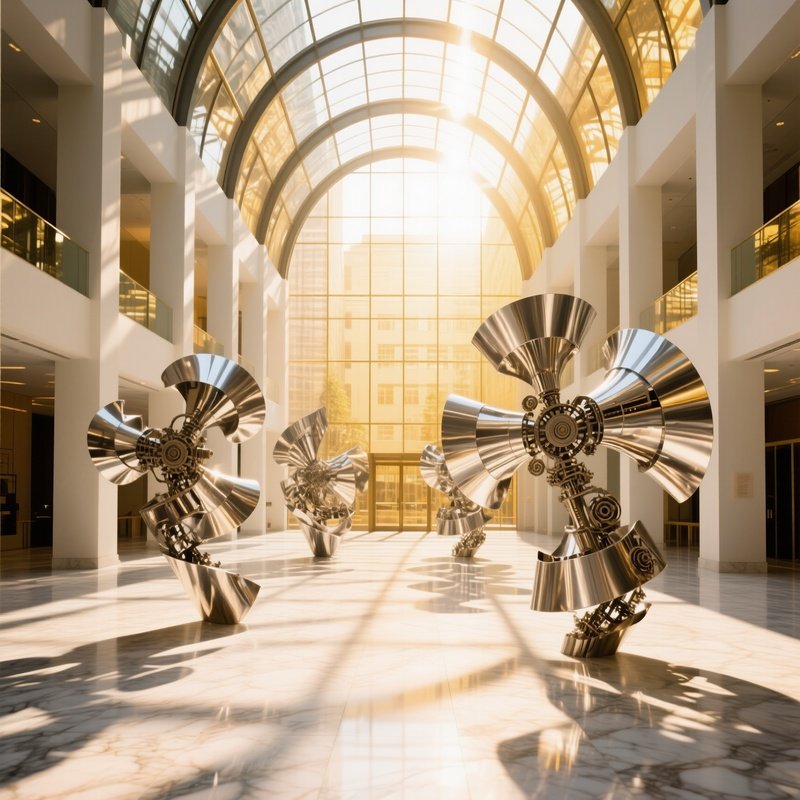 Sunlit Atrium Wind Sculptures Aluminum