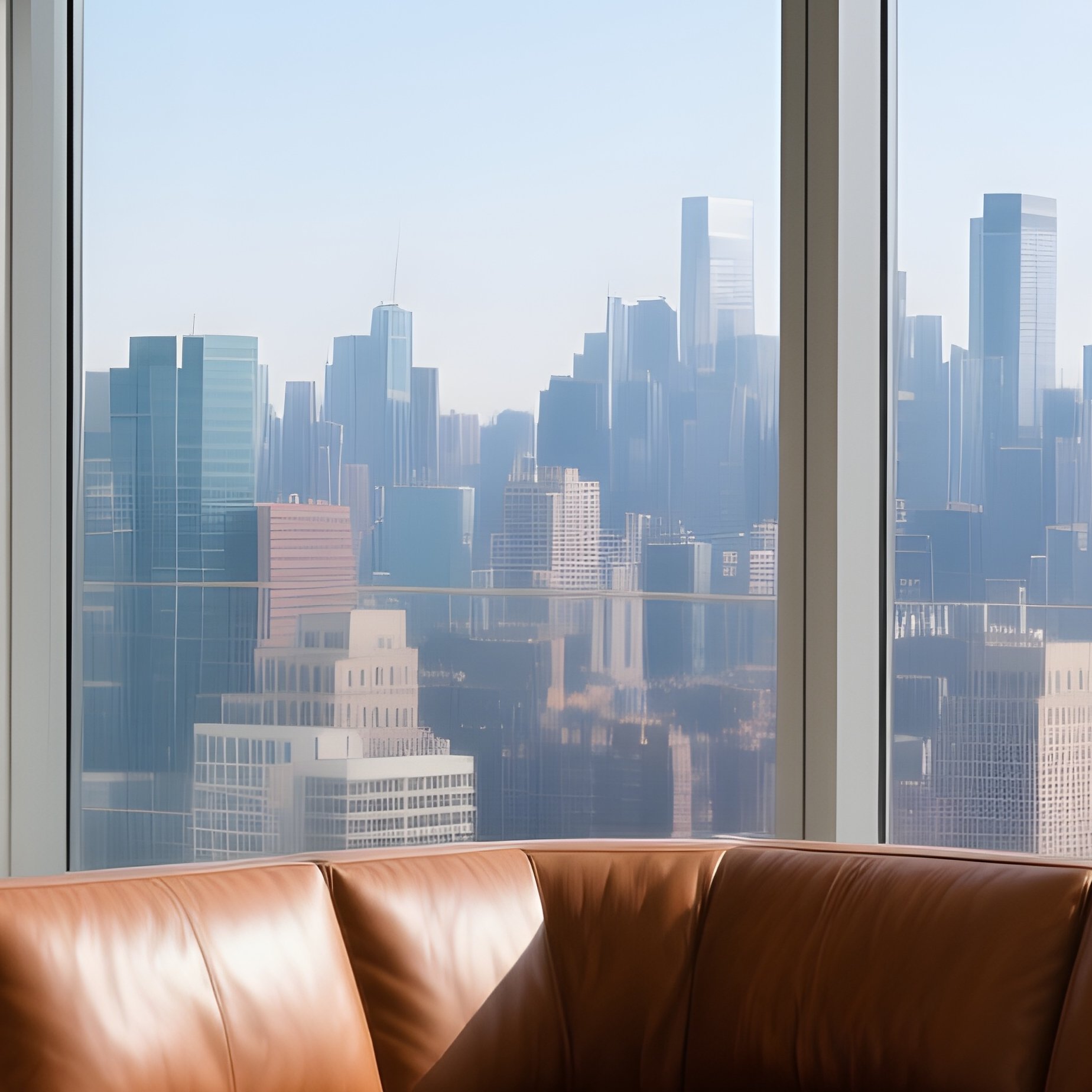 Sunlit Penthouse Living Room With Italian Leather Sofa - Full Resolution Quality Preview