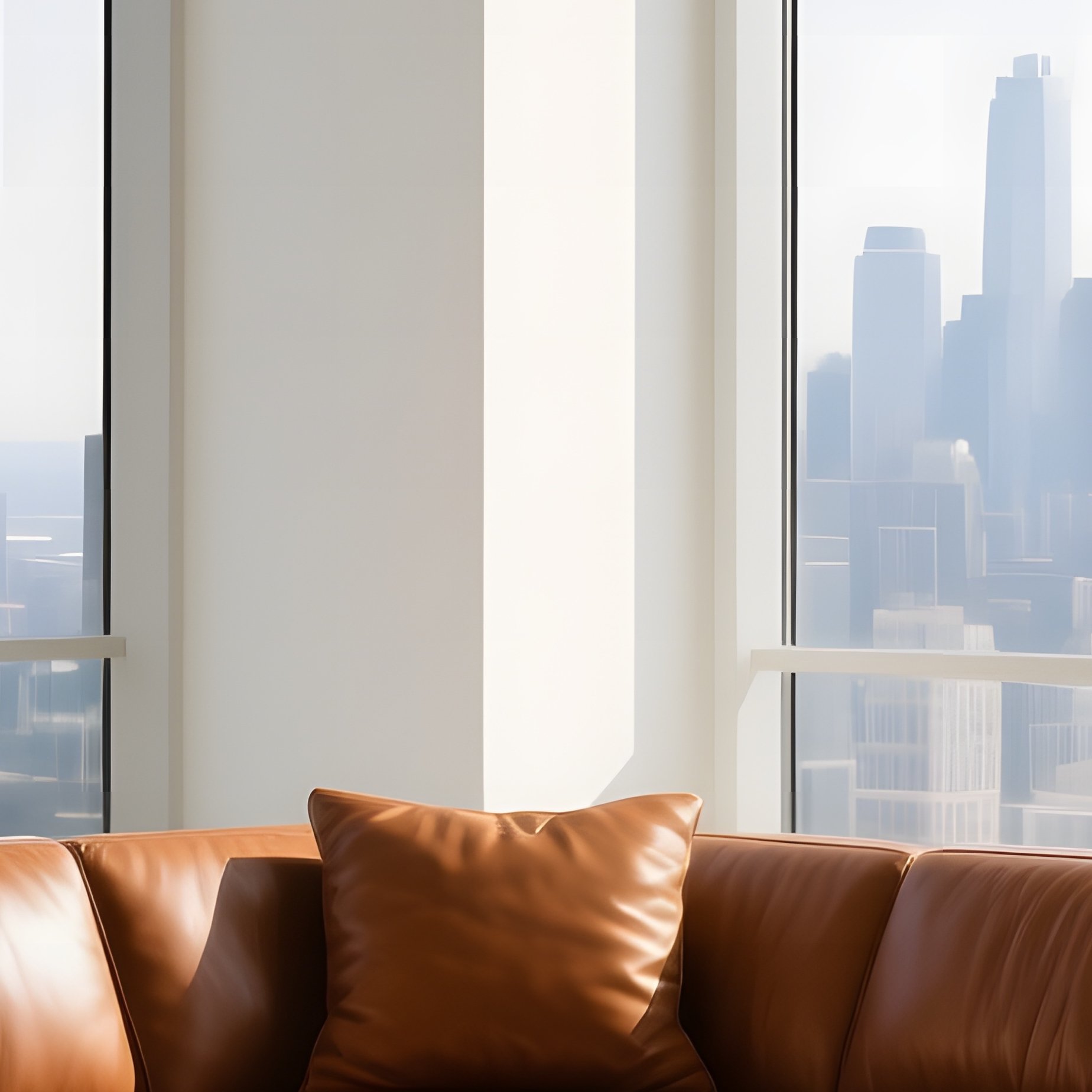 Sunlit Penthouse Living Room With Italian Leather Sofa - Full Resolution Quality Preview