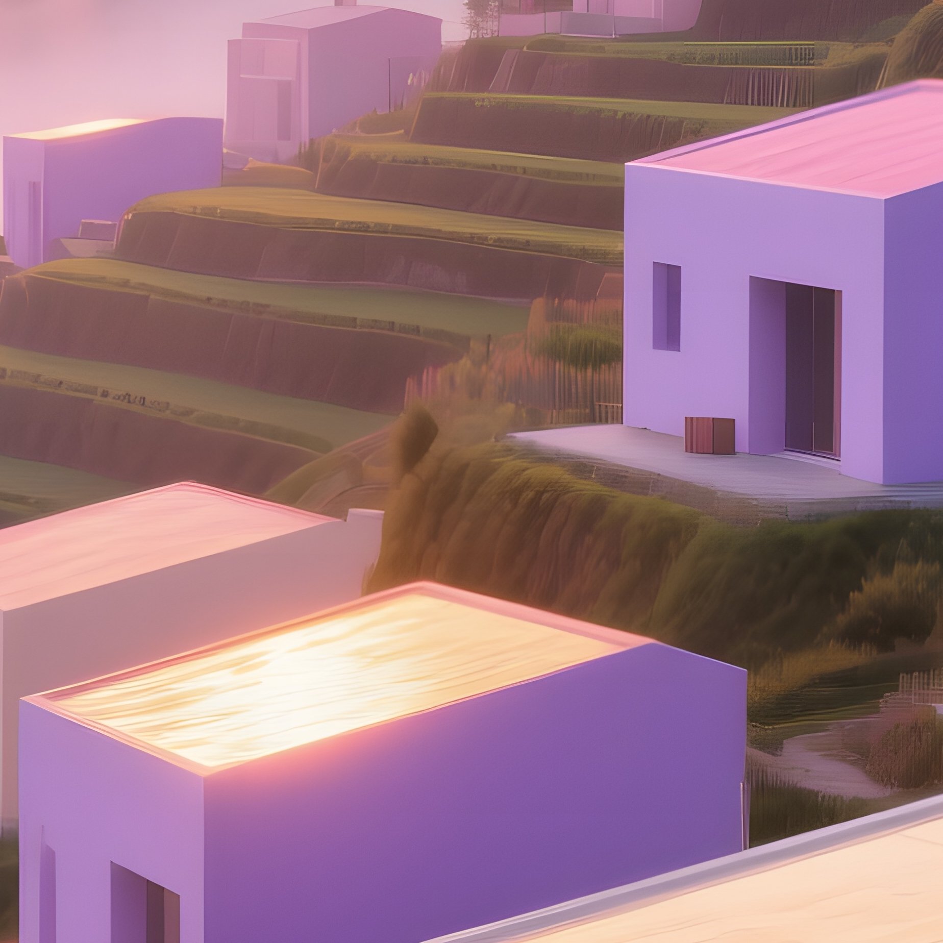 Sunrise Over Terrace Village Bauhaus Homes - Full Resolution Quality Preview