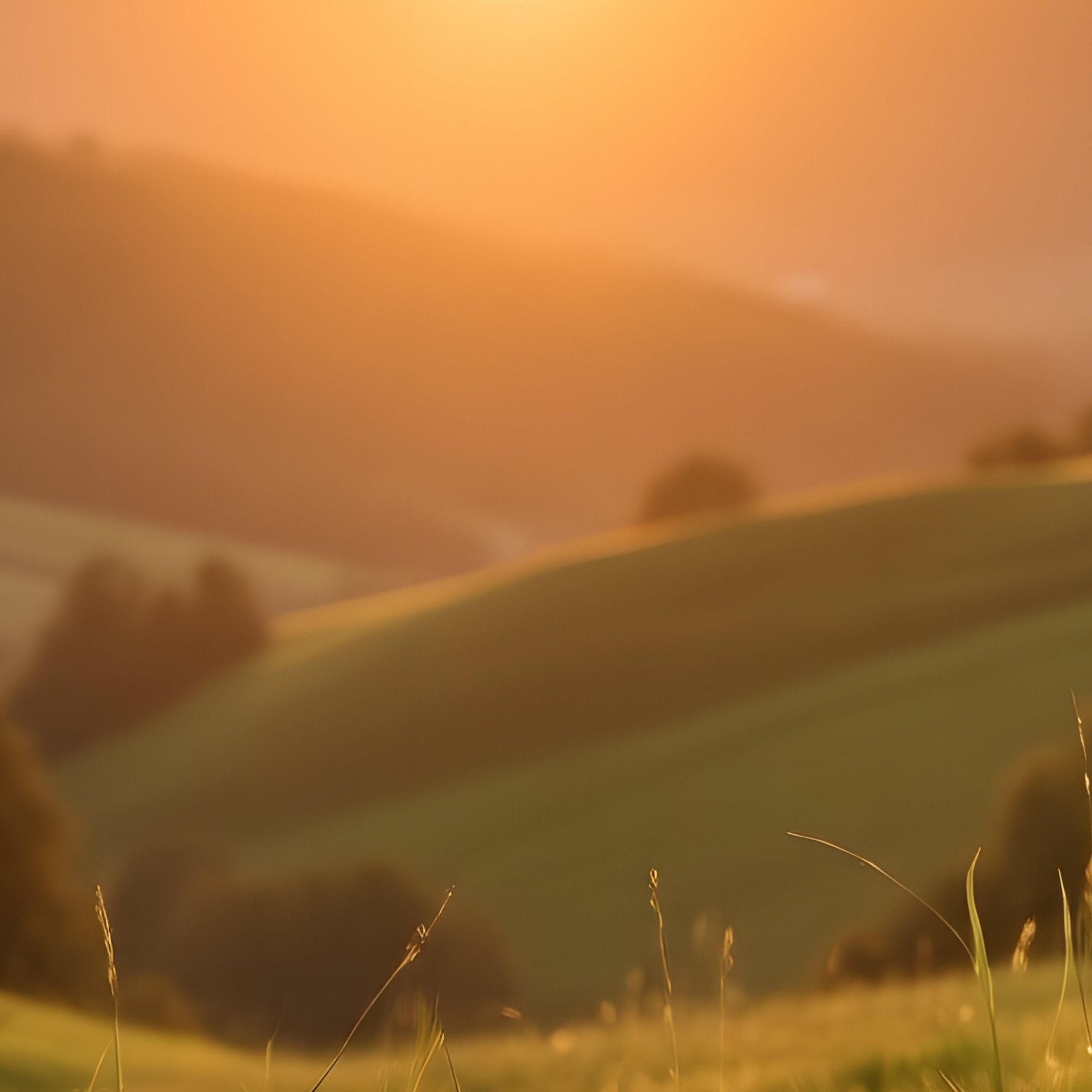 Sunset Over A Grassy Landscape Sunset Landscape - Full Resolution Quality Preview