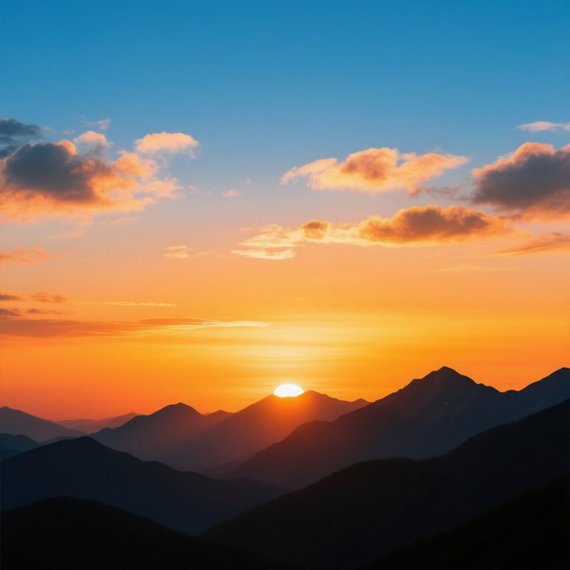 Sunset Over A Mountainous Landscape Sunset Mountains