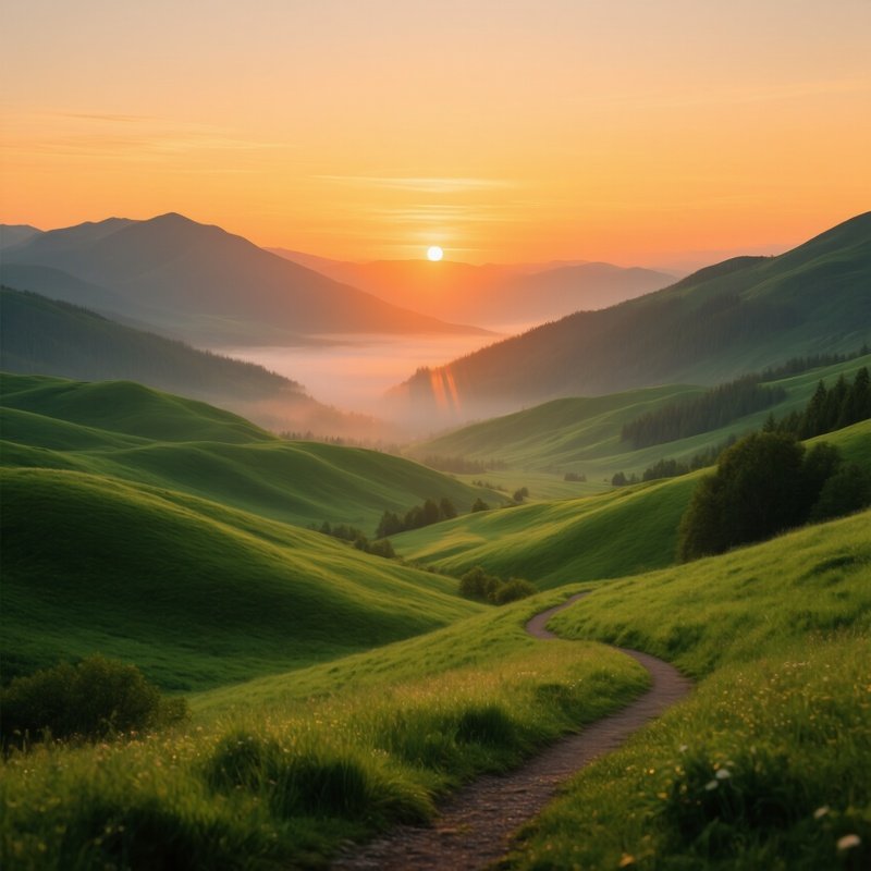 Sunset Over A Valley Sunset Valley